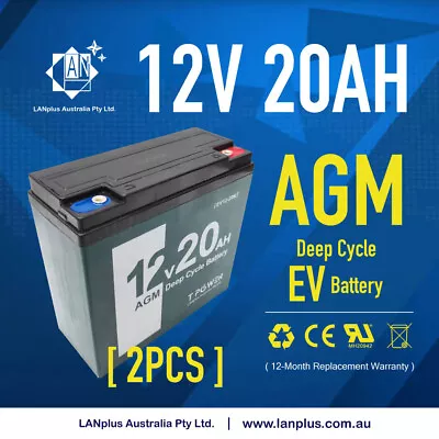 2 X 12V 20AH BATTERY AGM SLA 12 VOLT DEEP CYCLE JET SKI GOLF BUGGY >17AH 18AH • $135